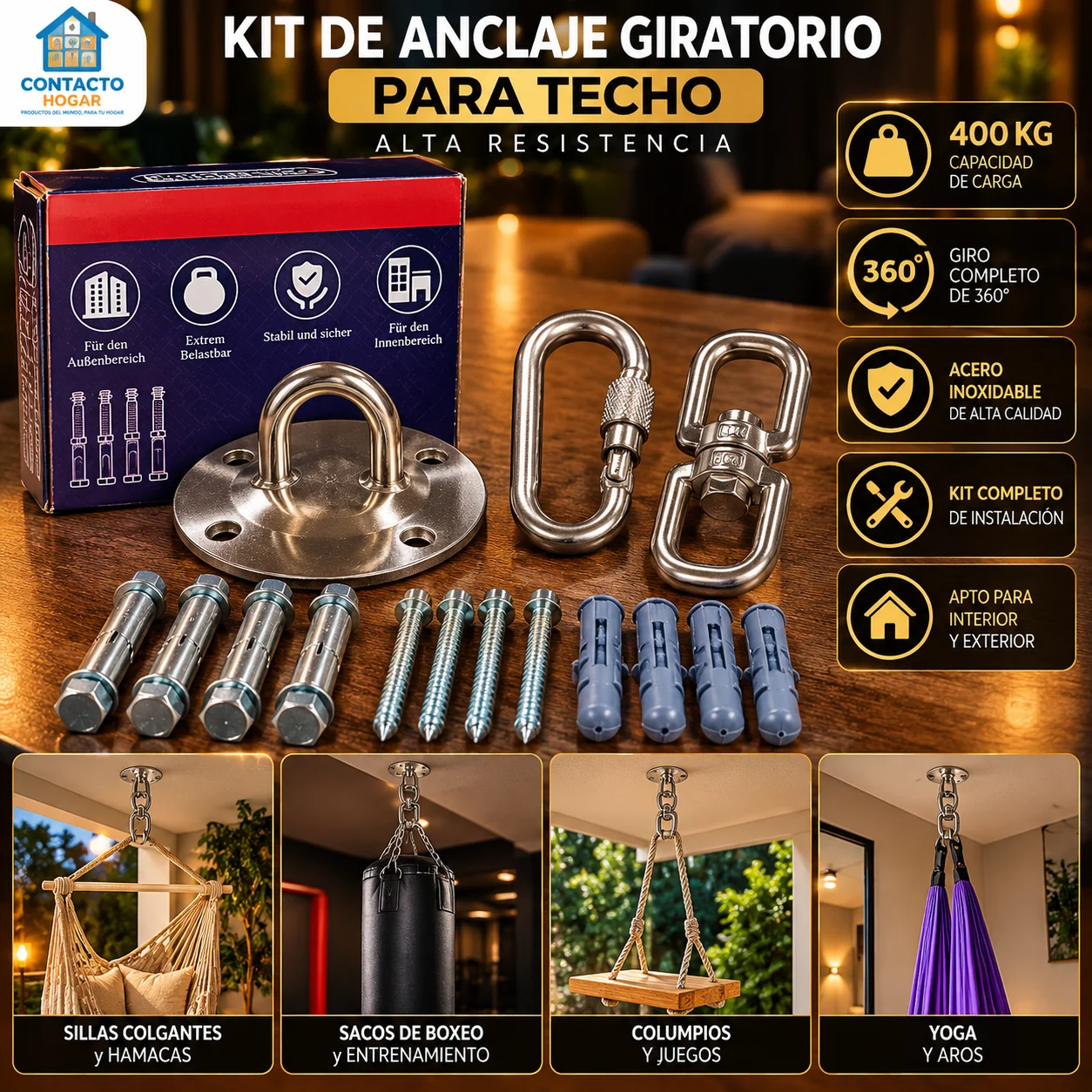 Kit de anclaje giratorio para techo