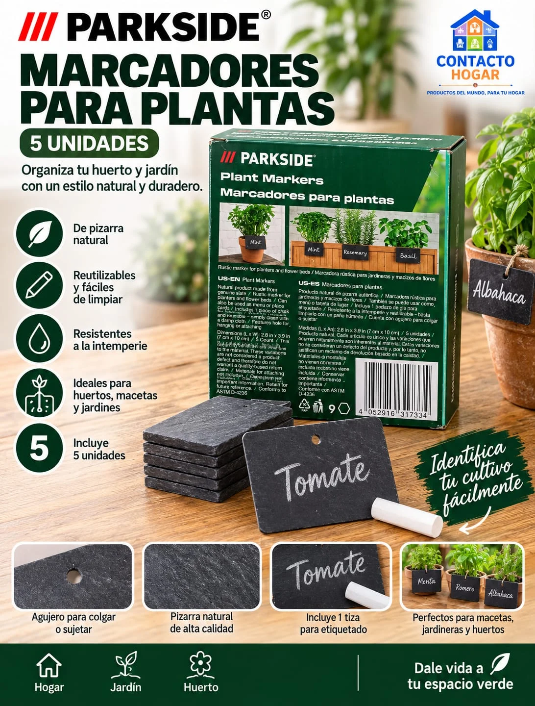 Marcadores para plantas de pizarra Parkside