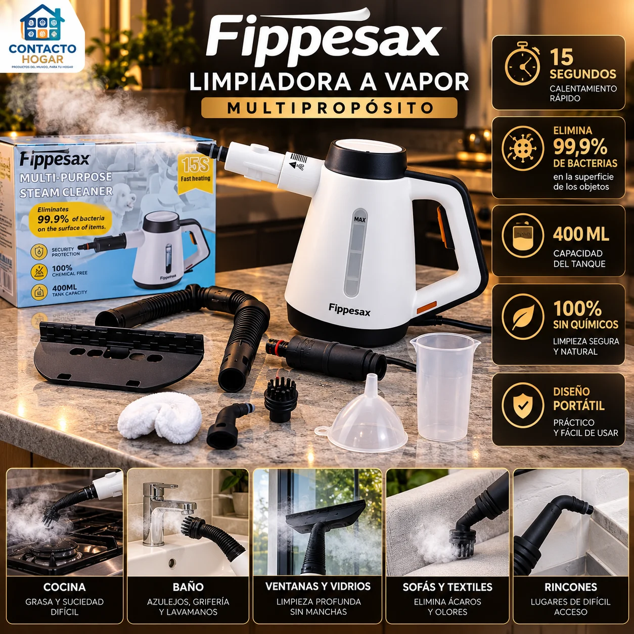 Limpiadora a vapor multipropósito Fippesax