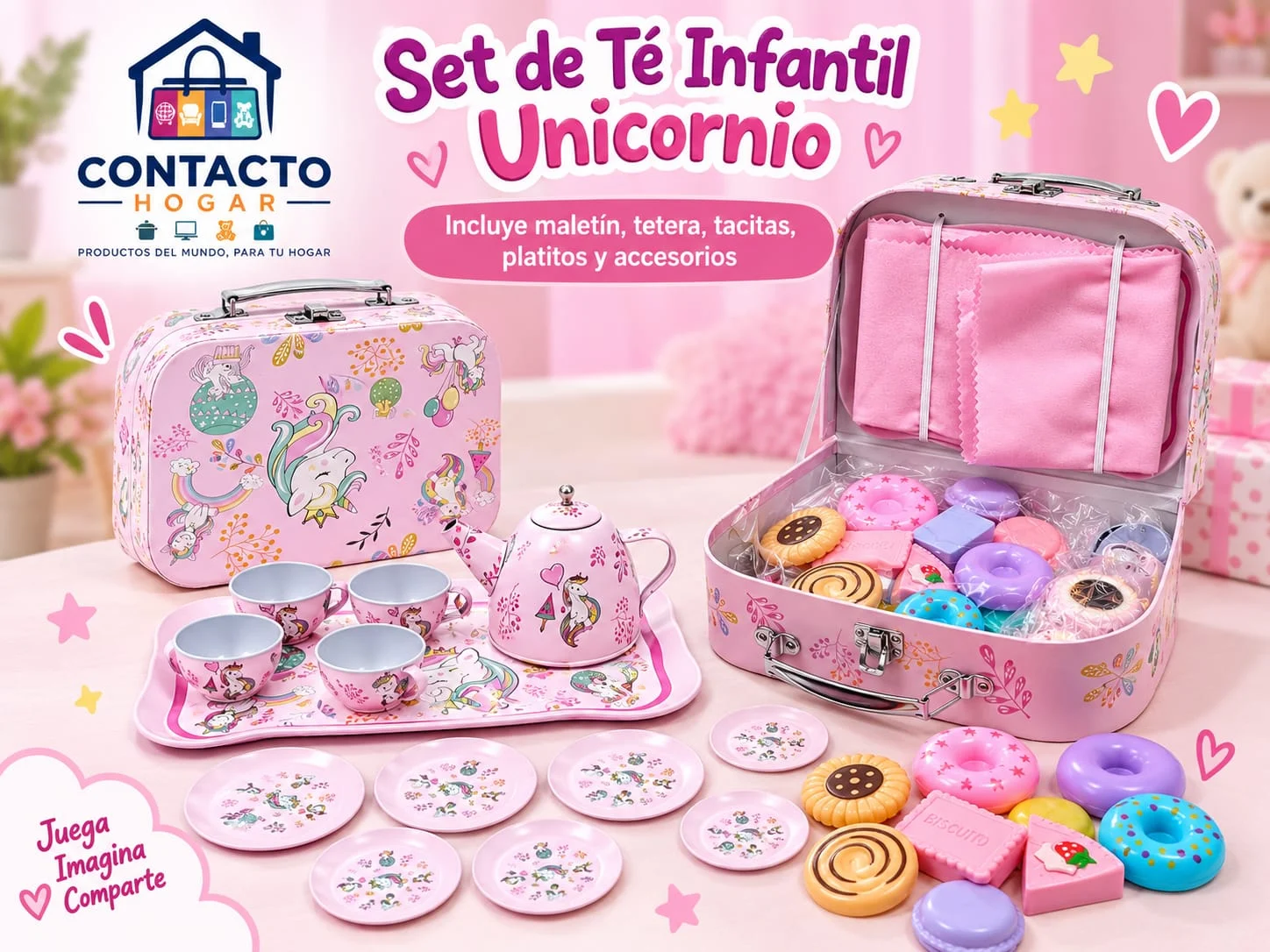 Juego de juguete metálico con diseño de unicornio