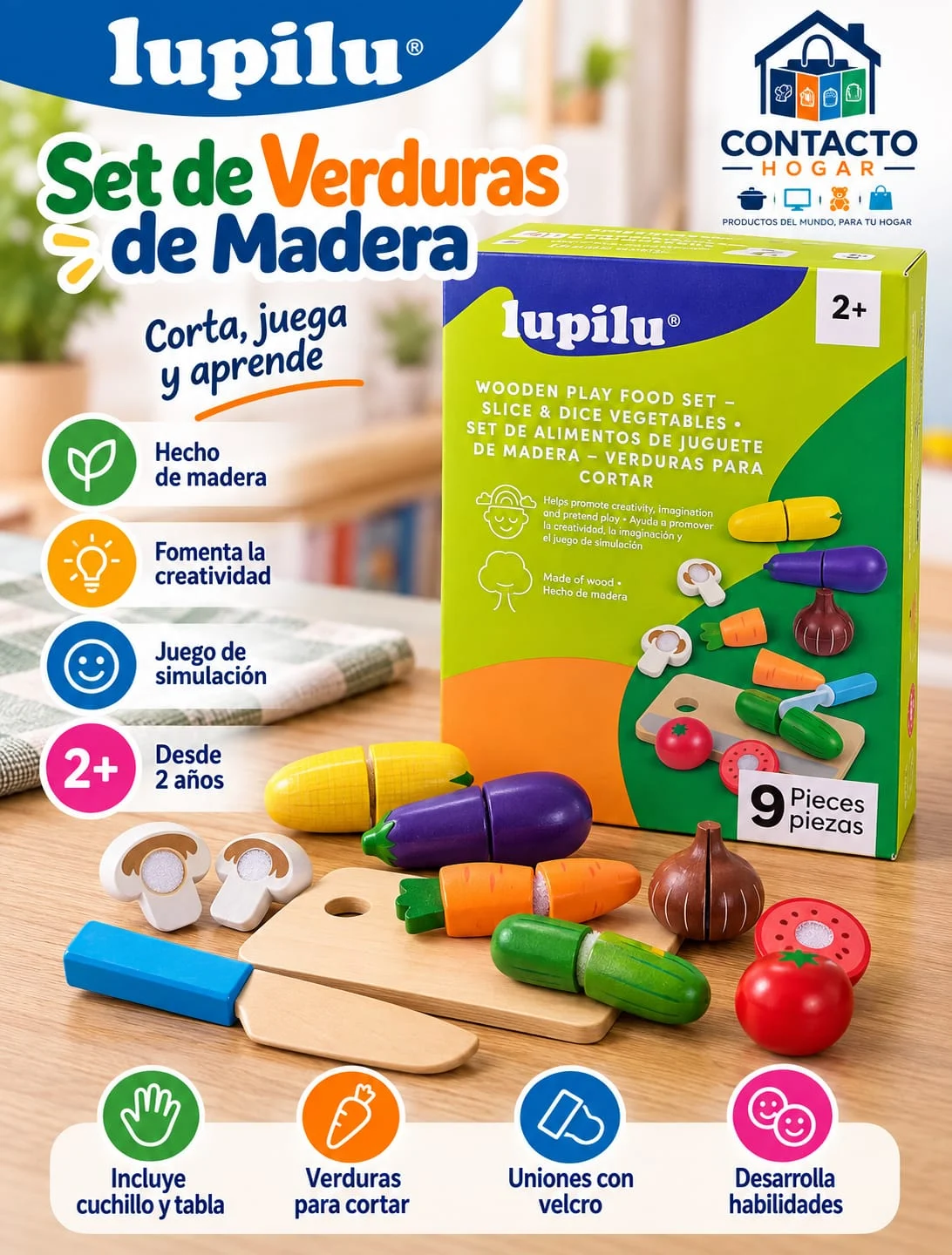 Set de Verduras de Madera para Cortar
