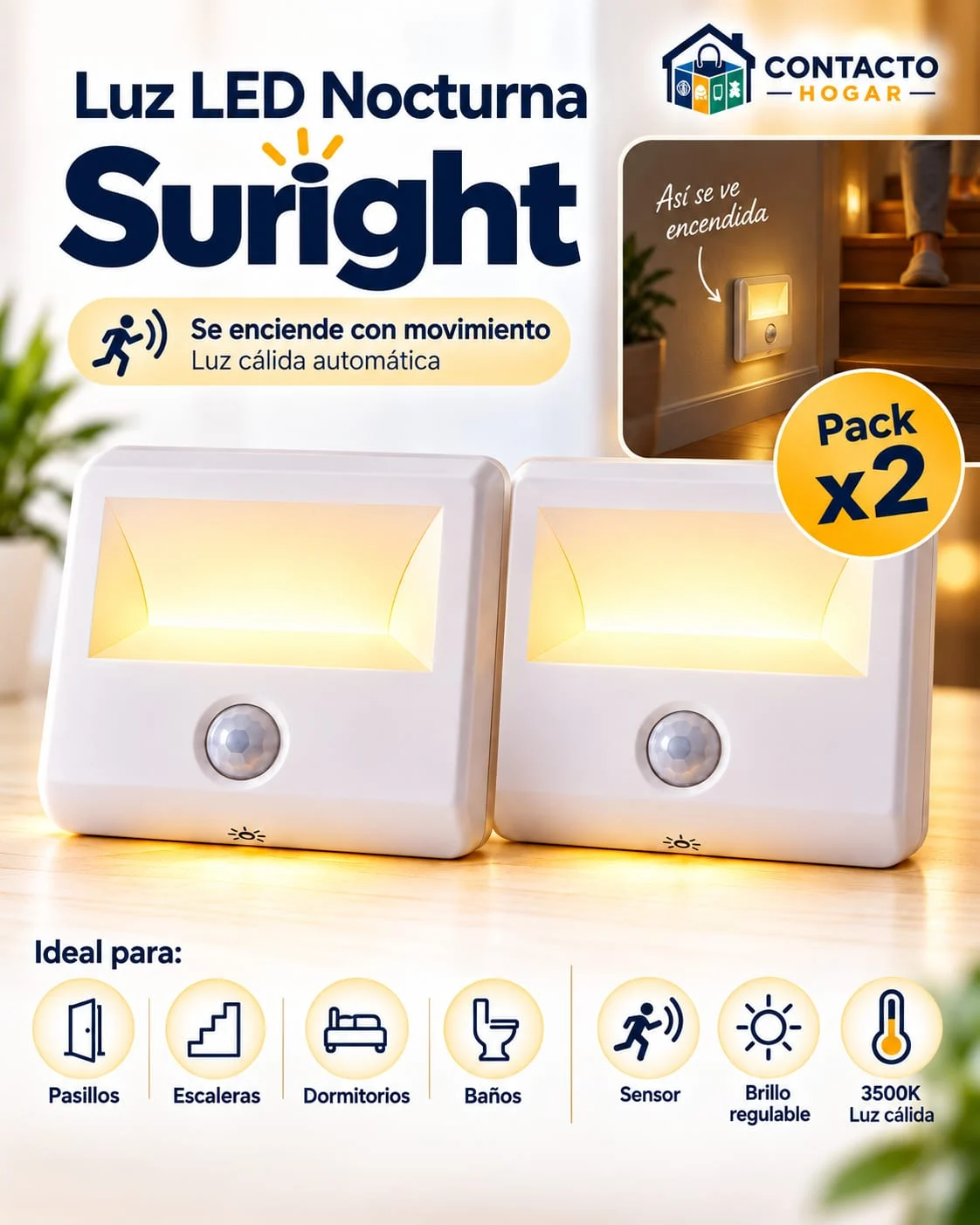 Luz LED Nocturna con Sensor