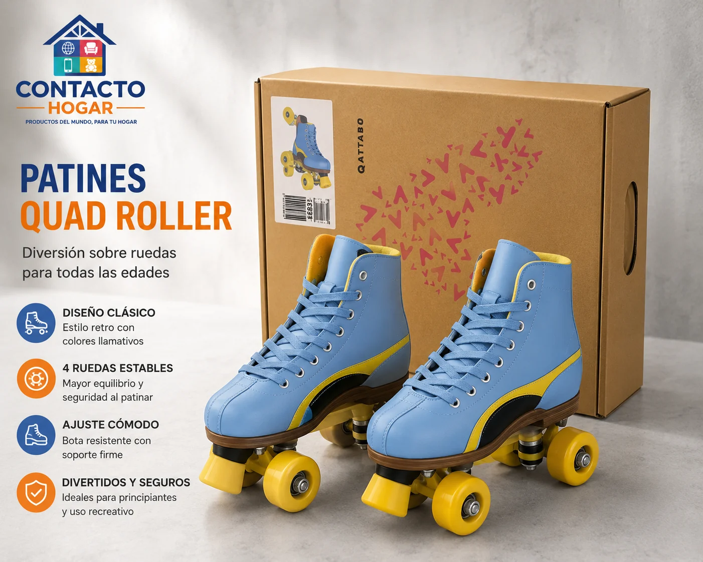 Patines quad ATTABO azul y amarillo