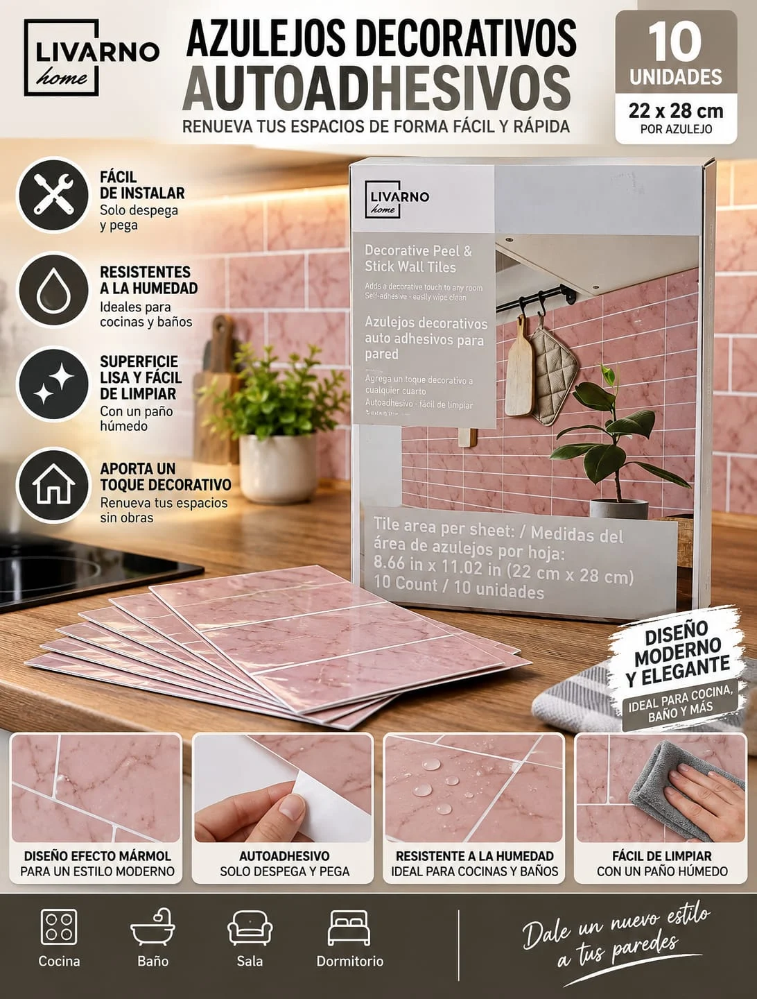 Azulejos decorativos autoadhesivos